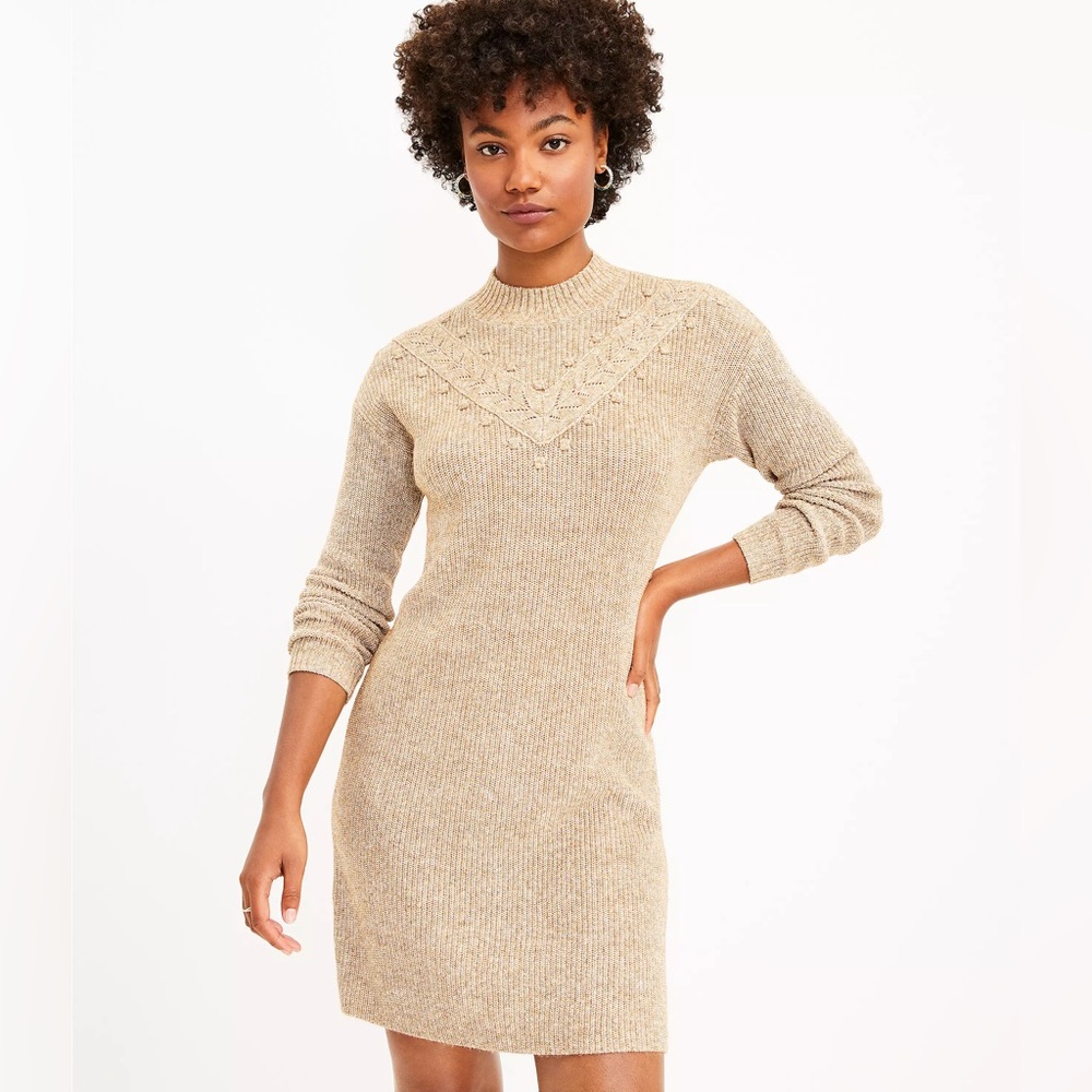 LOFT Bobble Mock Neck Sweater Dress